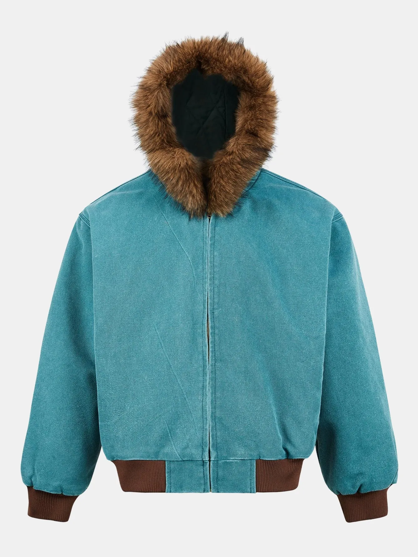 Boxy Faux Fur Collar Hooded Jacket sold by Hoooyi product image thumbnail 2