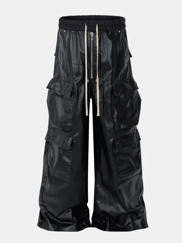 PU Leather Cargo Wide-Leg Pants sold by Hoooyi