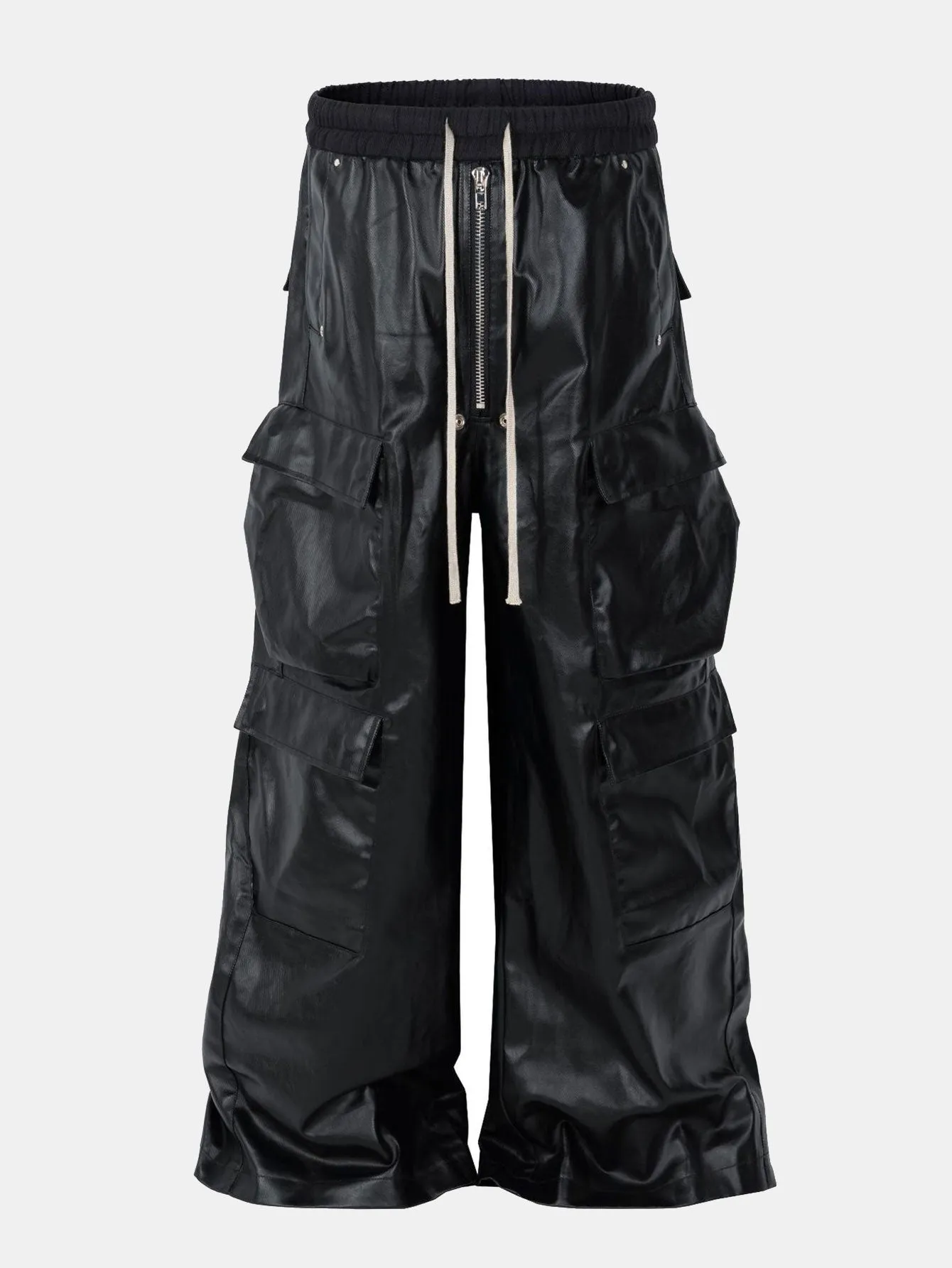 PU Leather Cargo Wide-Leg Pants sold by Hoooyi