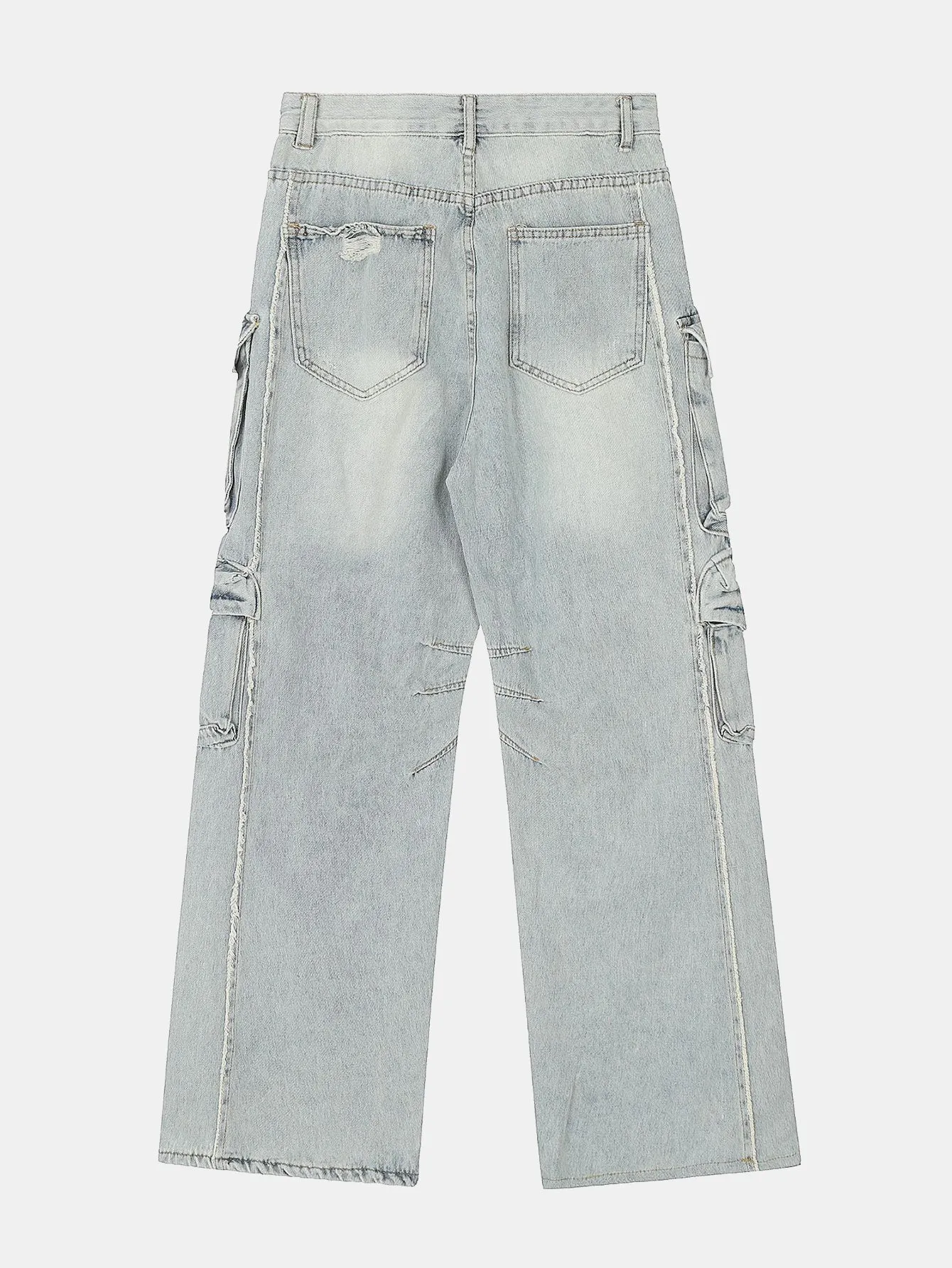 Washed Distressed Baggy Denim Cargo Pants sold by Hoooyi product image thumbnail 2