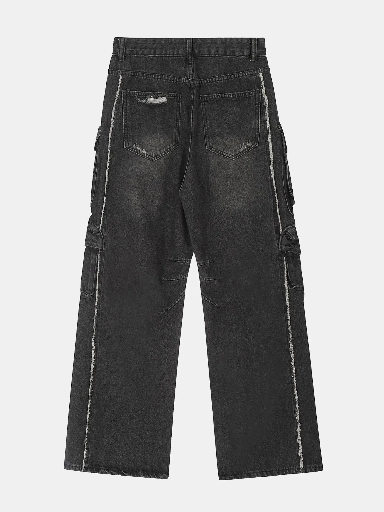 Washed Distressed Baggy Denim Cargo Pants sold by Hoooyi product image thumbnail 4