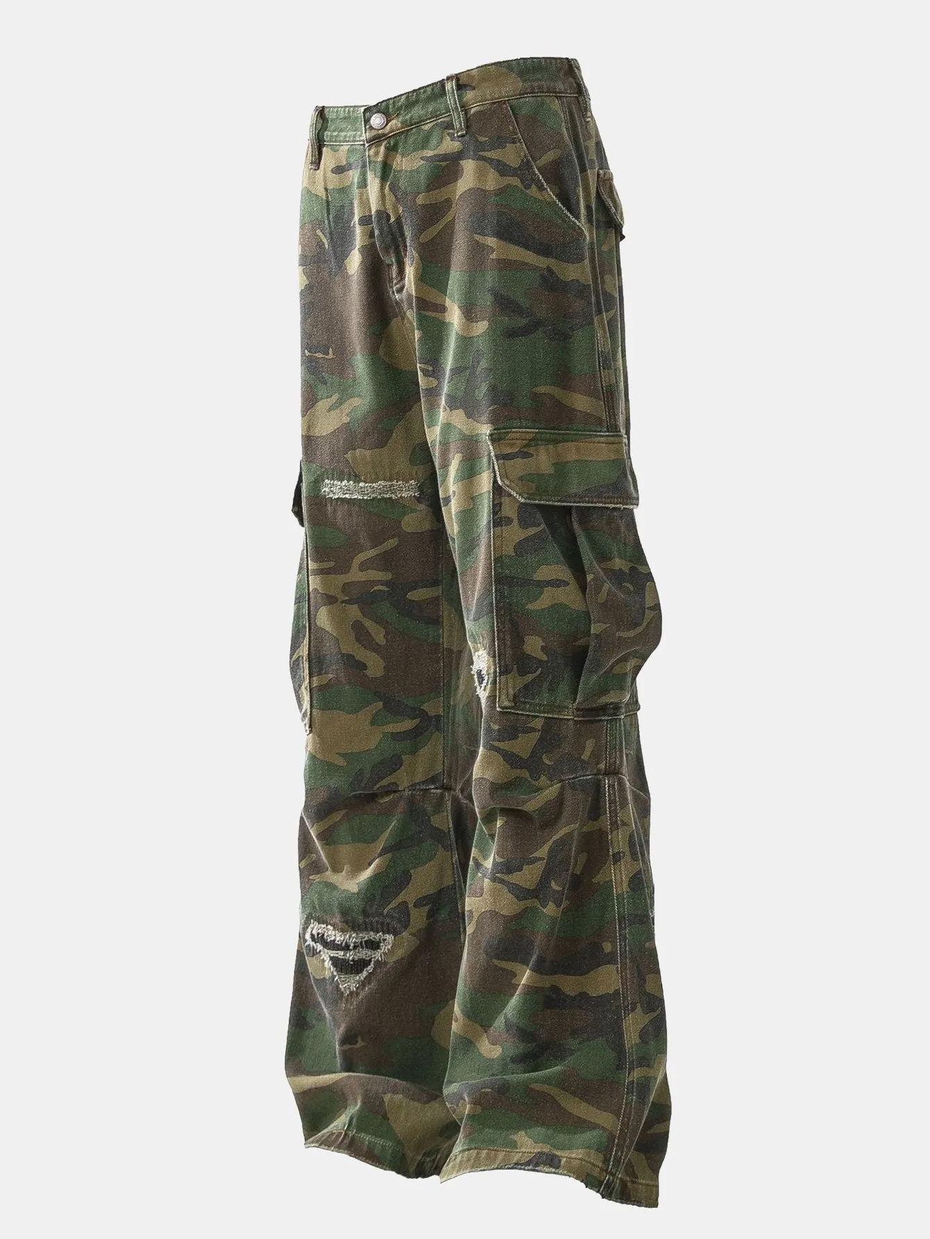 Baggy Fit Camo Ripped Wide Leg Pants sold by Hoooyi product image thumbnail 2