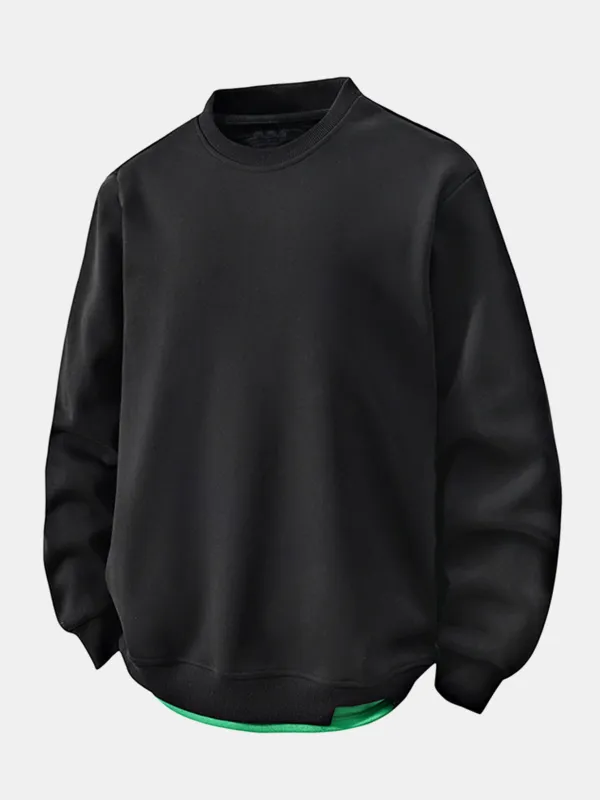 Relax Fit 2 In 1 Crew Neck Sweatshirt sold by Hoooyi