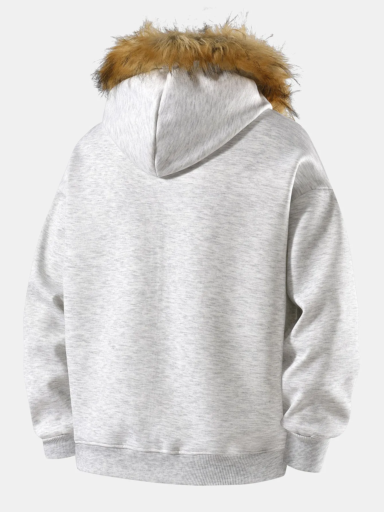 Relax Fit Faux Fur Collar Zip-Up Hoodie sold by Hoooyi product image thumbnail 4