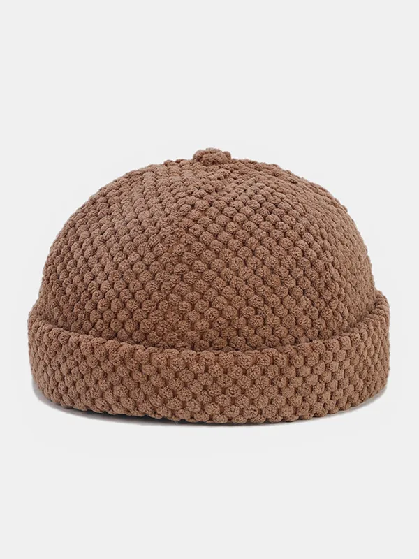 Retro Corduroy Solid Beanie Hat sold by Hoooyi