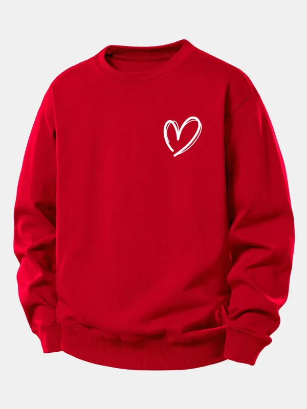 Heart Print Relax Fit Sweatshirt sold by Hoooyi
