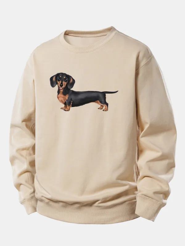 Dachshund Print Relax Fit Sweatshirt sold by Hoooyi