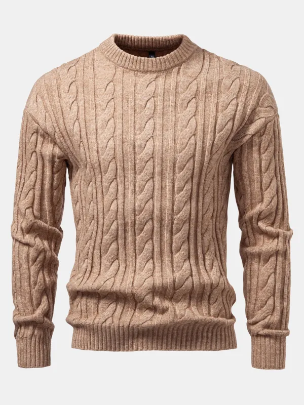 Twist Jacquard Crew Neck Sweater sold by Hoooyi