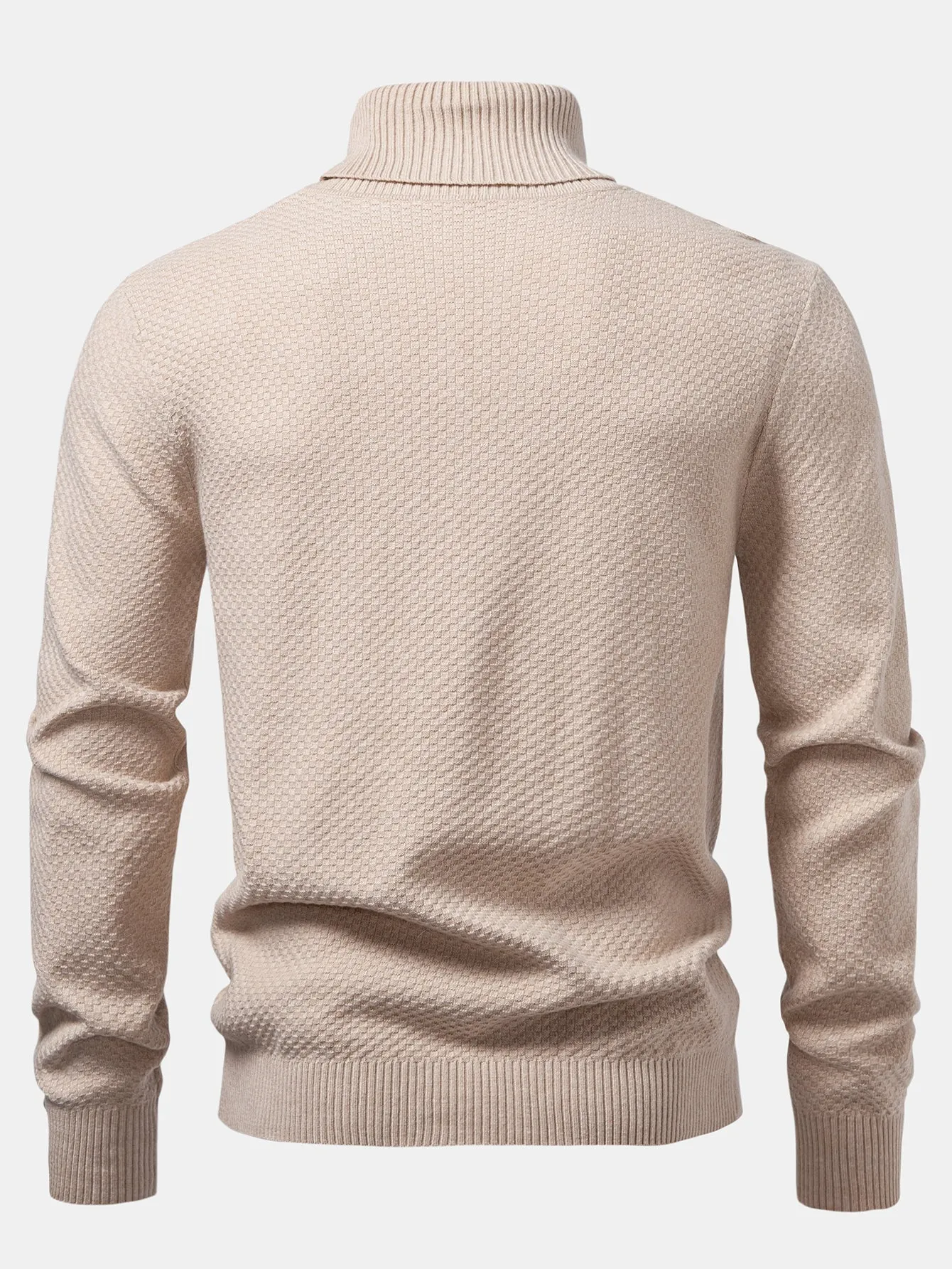 Checkerboard Textured Turtle Neck Sweater sold by Hoooyi product image thumbnail 4