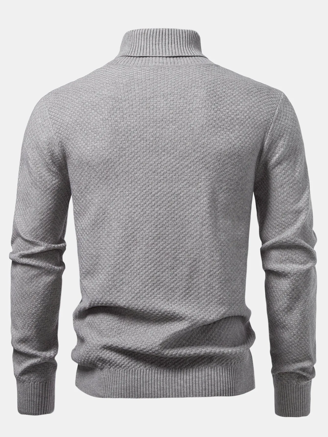 Checkerboard Textured Turtle Neck Sweater sold by Hoooyi product image thumbnail 2