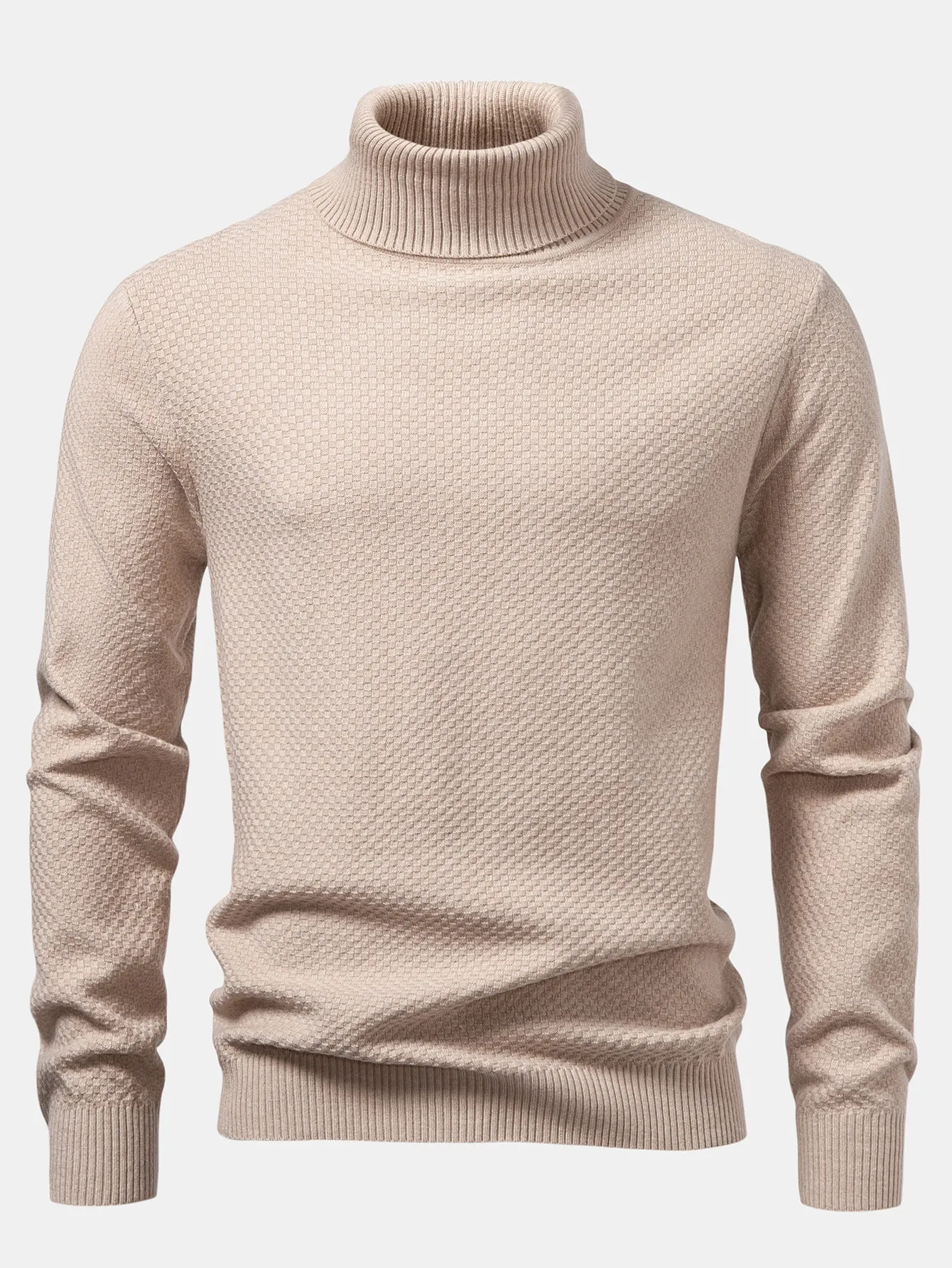 Checkerboard Textured Turtle Neck Sweater sold by Hoooyi product image thumbnail 3