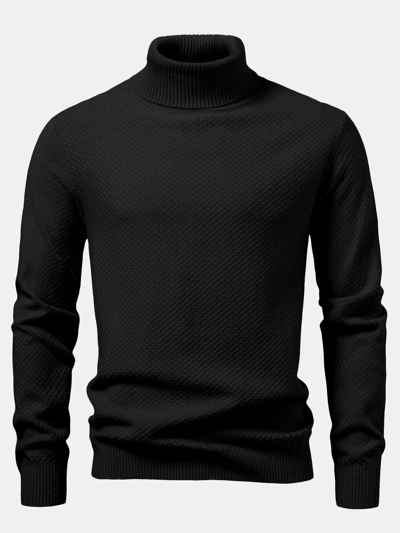 Checkerboard Textured Turtle Neck Sweater sold by Hoooyi product image thumbnail 5