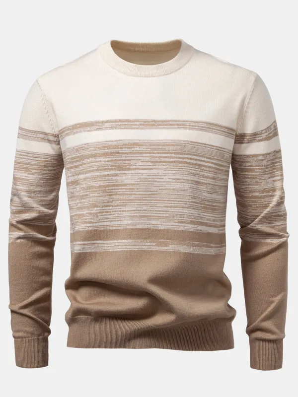 Horizontal Stripe Pattern Crew Neck Sweater sold by Hoooyi