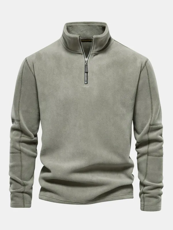 Polar Fleece Quarter Zip Sweatshirt sold by Hoooyi