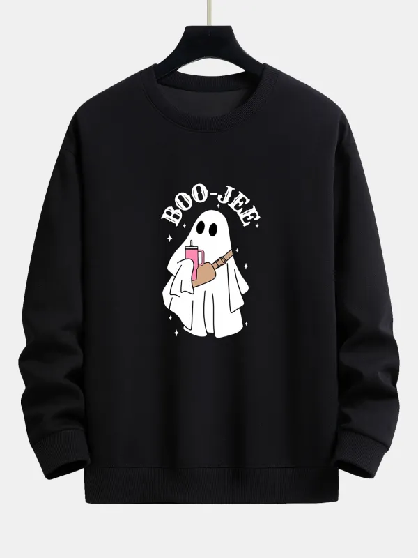 BOO JEE Ghost Print Relax Fit Sweatshirt made by Hoooyi