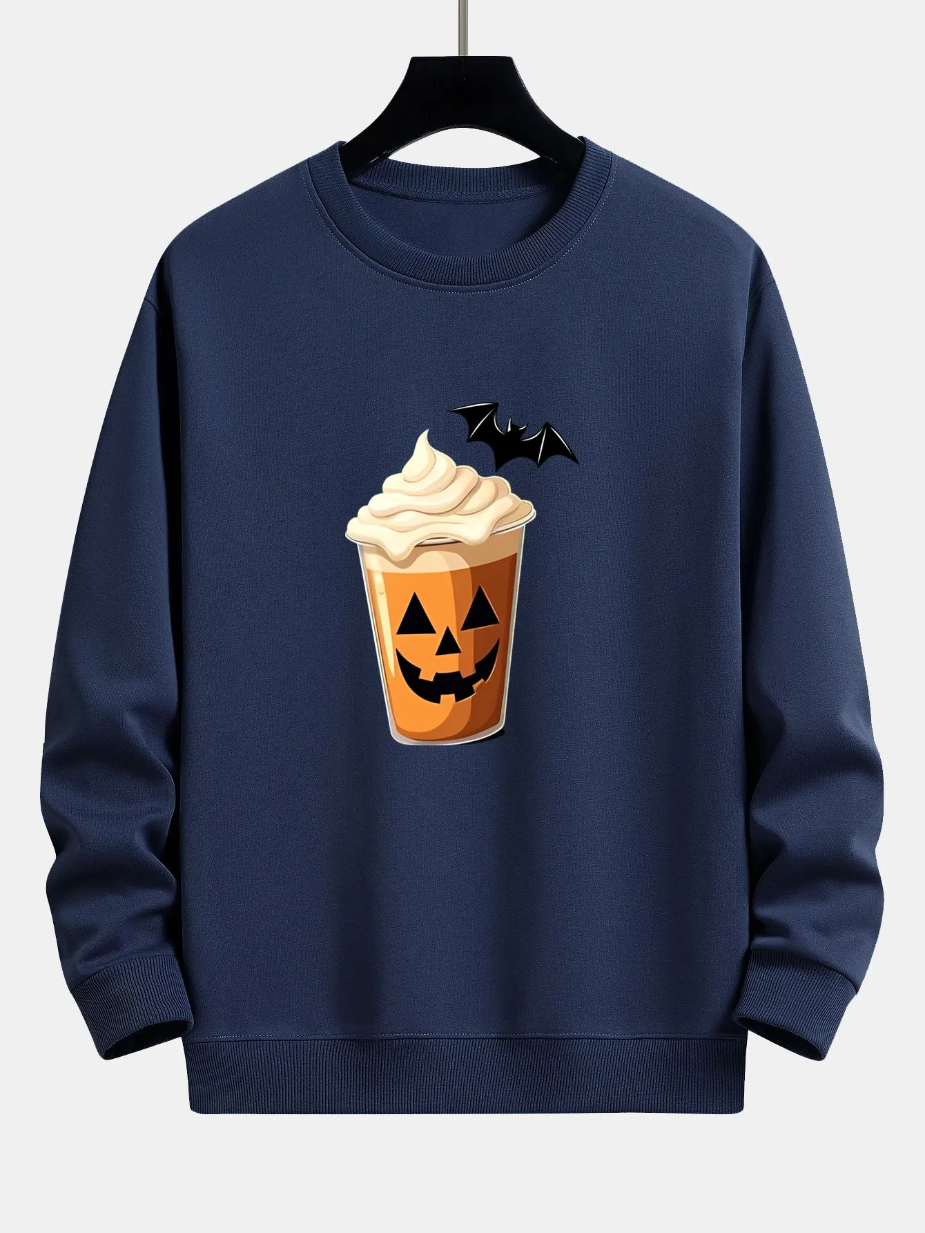 Halloween Pumpkin Drink Print Relax Fit Sweatshirt sold by Hoooyi product image thumbnail 5