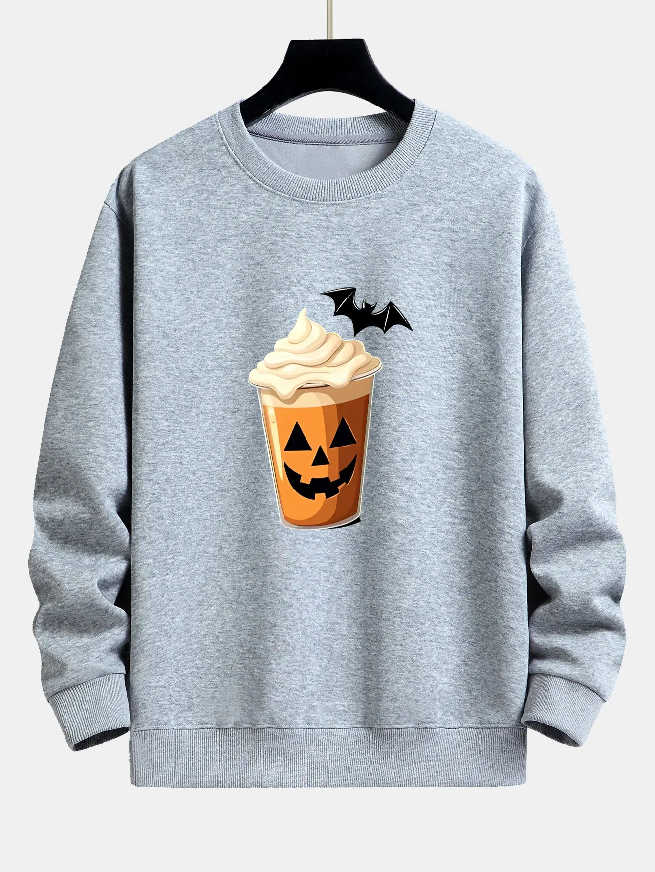 Halloween Pumpkin Drink Print Relax Fit Sweatshirt sold by Hoooyi product image thumbnail 4