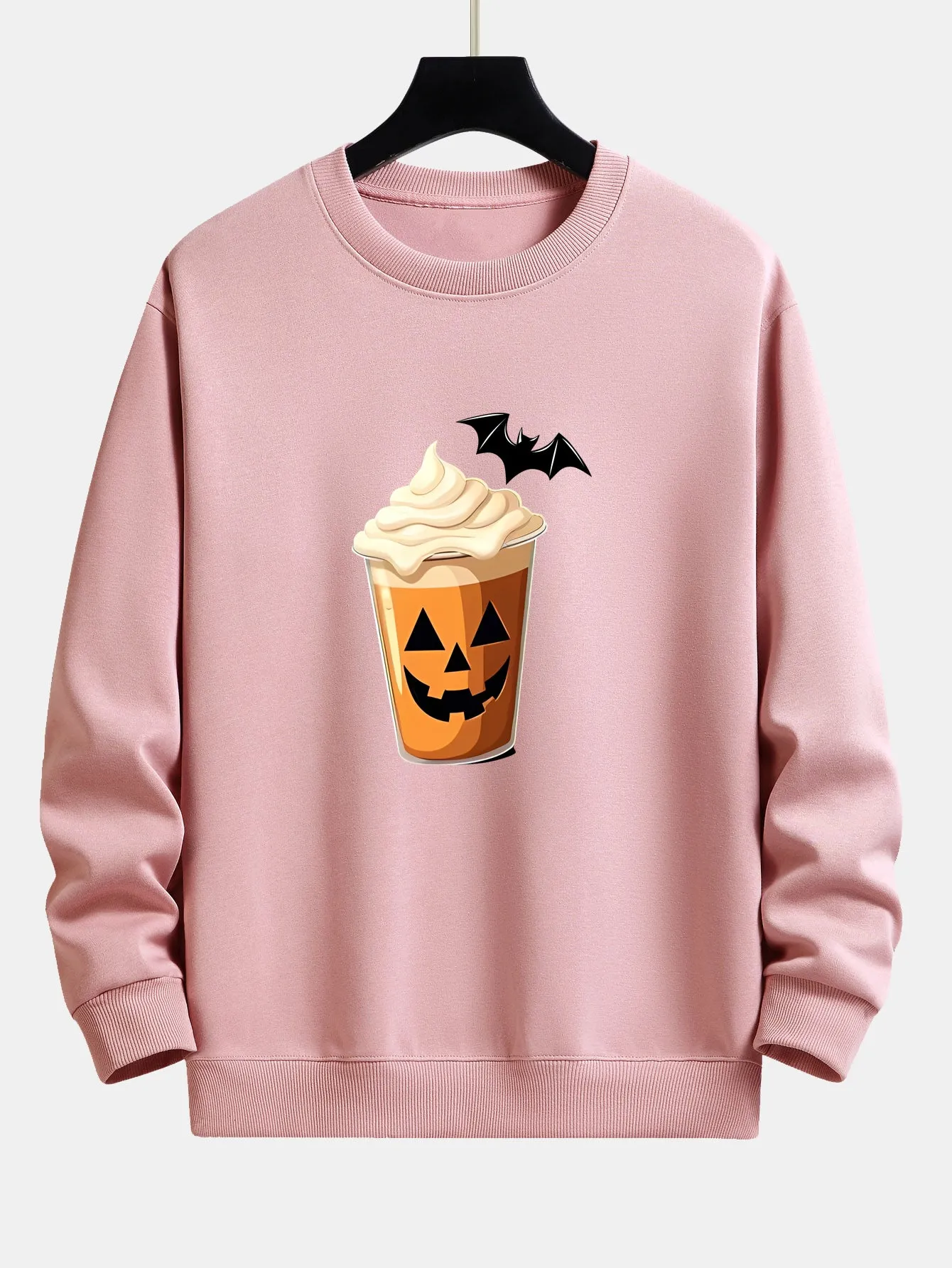 Halloween Pumpkin Drink Print Relax Fit Sweatshirt sold by Hoooyi product image thumbnail 2