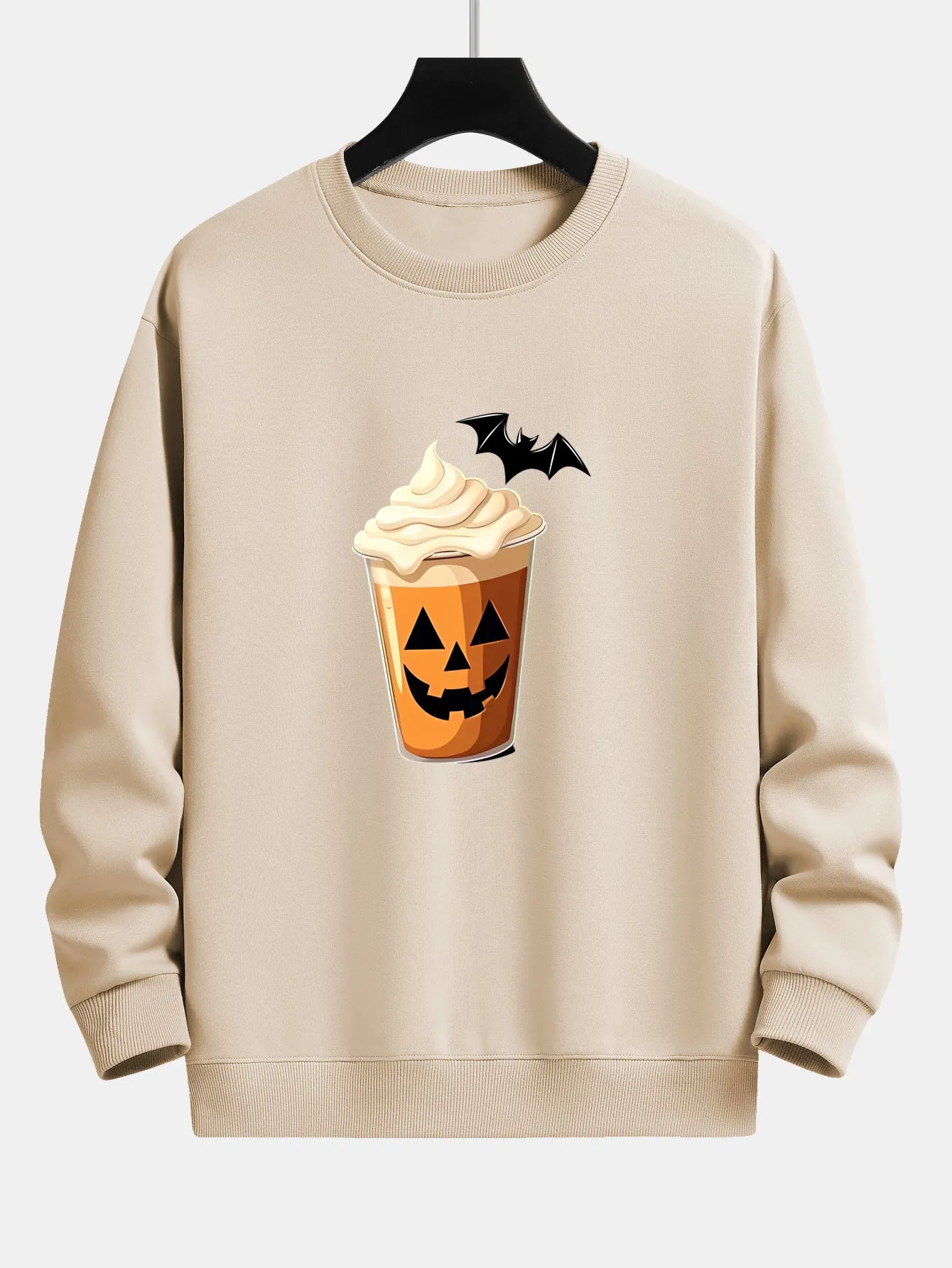 Halloween Pumpkin Drink Print Relax Fit Sweatshirt sold by Hoooyi product image thumbnail 3