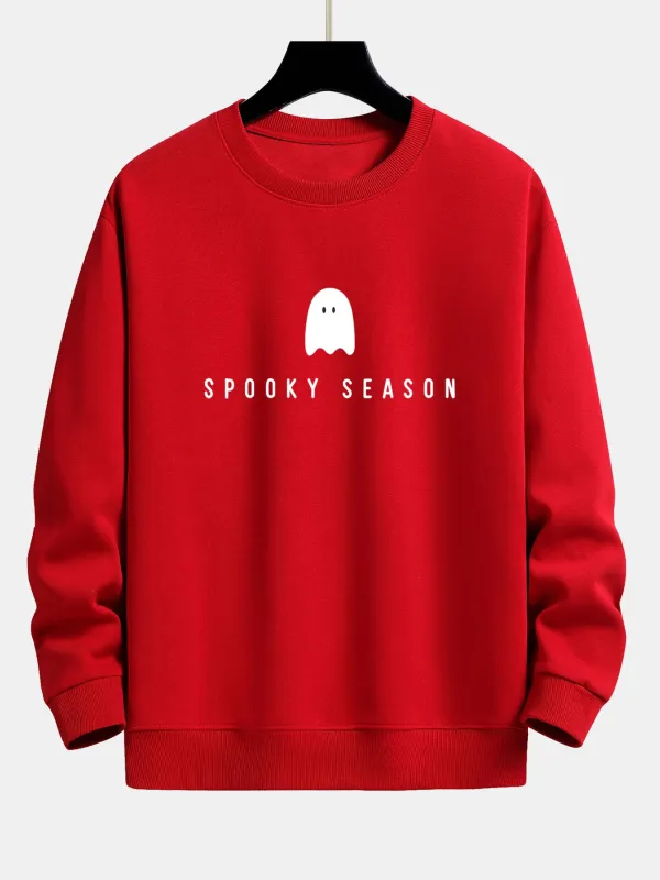 Spooky Season Ghost Print Relax Fit Sweatshirt sold by Hoooyi