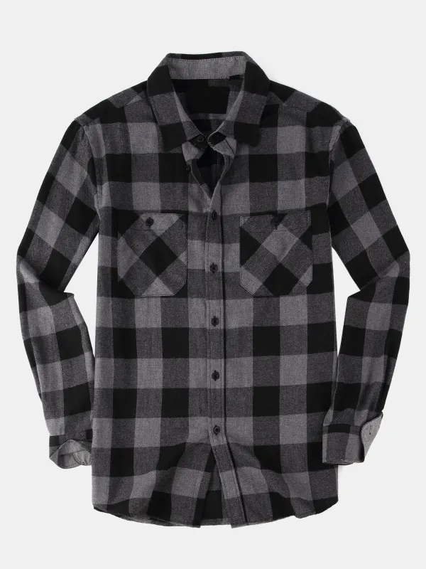 Flannel Plaid Button Up Shirt sold by Hoooyi