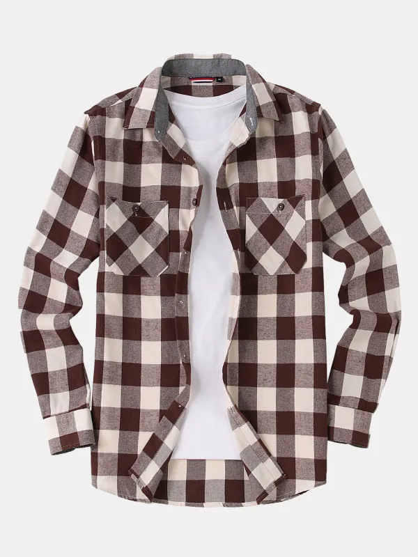 Flannel Plaid Button Up Shirt sold by Hoooyi