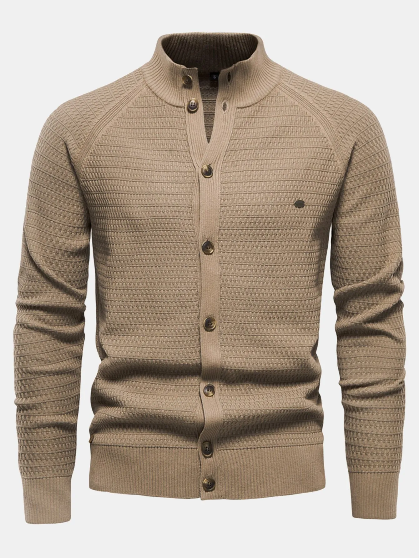 Textured Stand Collar Button Up Sweater sold by Hoooyi product image thumbnail 3