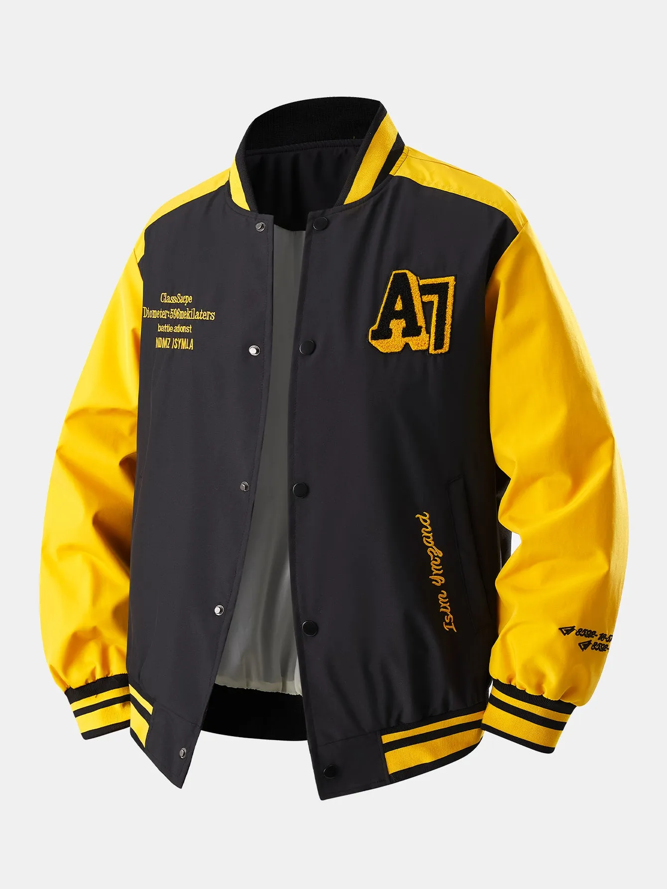 Relax Fit Contrast Embroidery Baseball Jacket sold by Hoooyi product image thumbnail 3