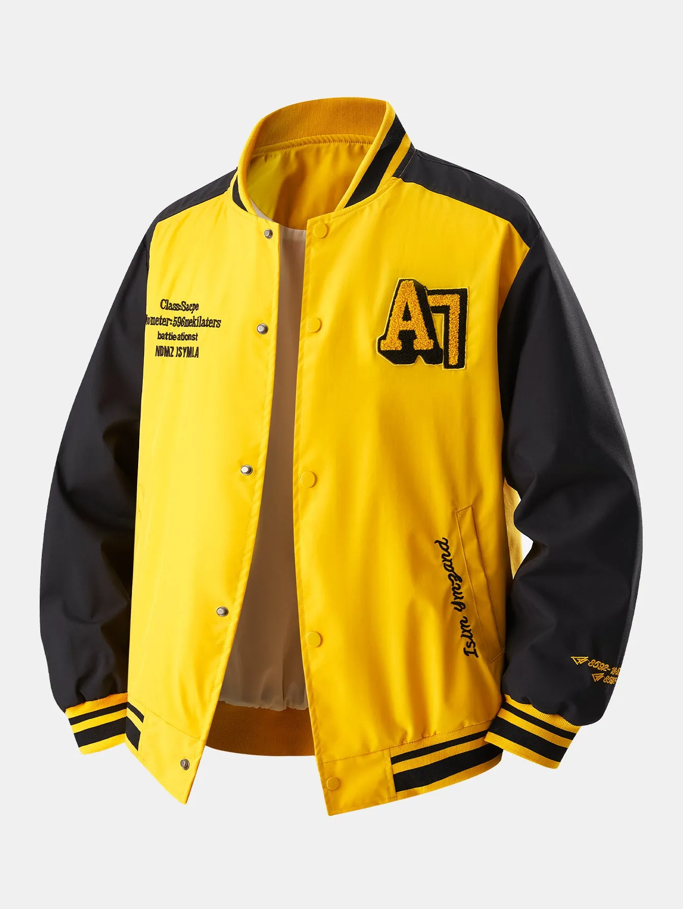 Relax Fit Contrast Embroidery Baseball Jacket sold by Hoooyi product image thumbnail 5