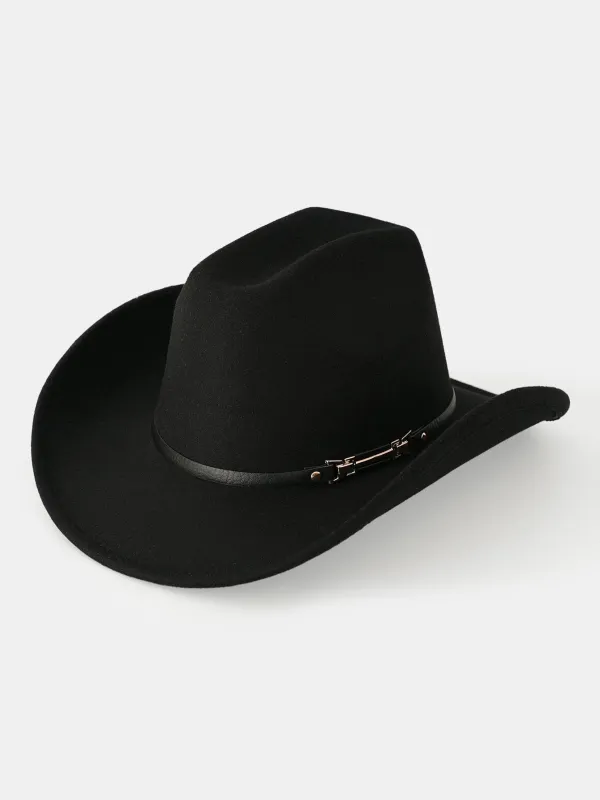 Leather Belt Decor Cowboy Hat made by Hoooyi