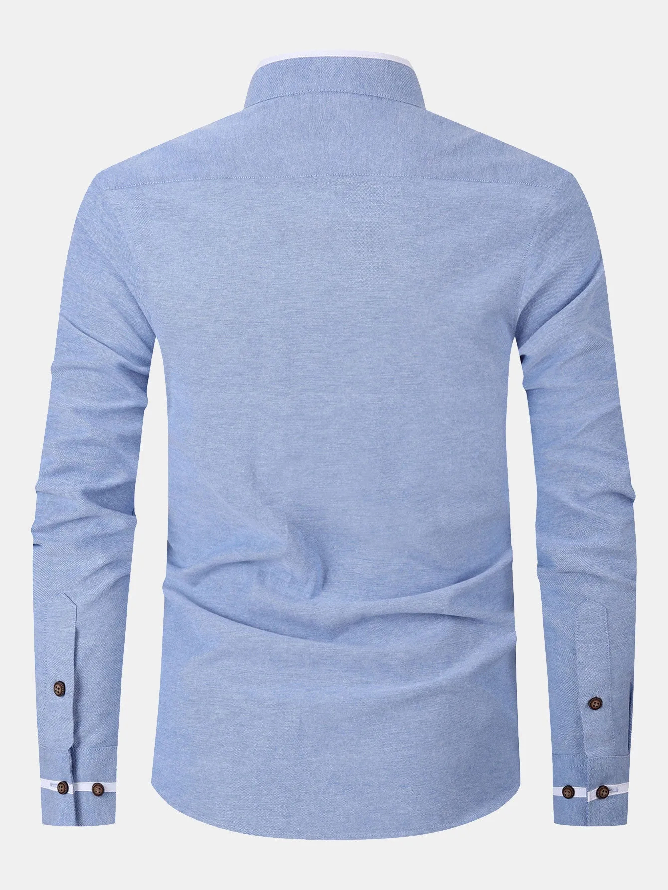 Long Sleeve Contrast Stand Collar Oxford Shirt sold by Hoooyi product image thumbnail 4