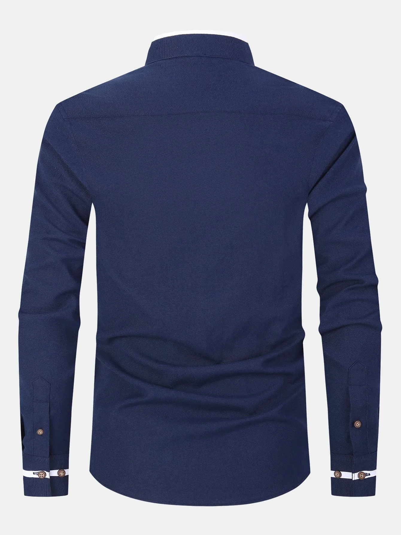 Long Sleeve Contrast Stand Collar Oxford Shirt sold by Hoooyi product image thumbnail 2