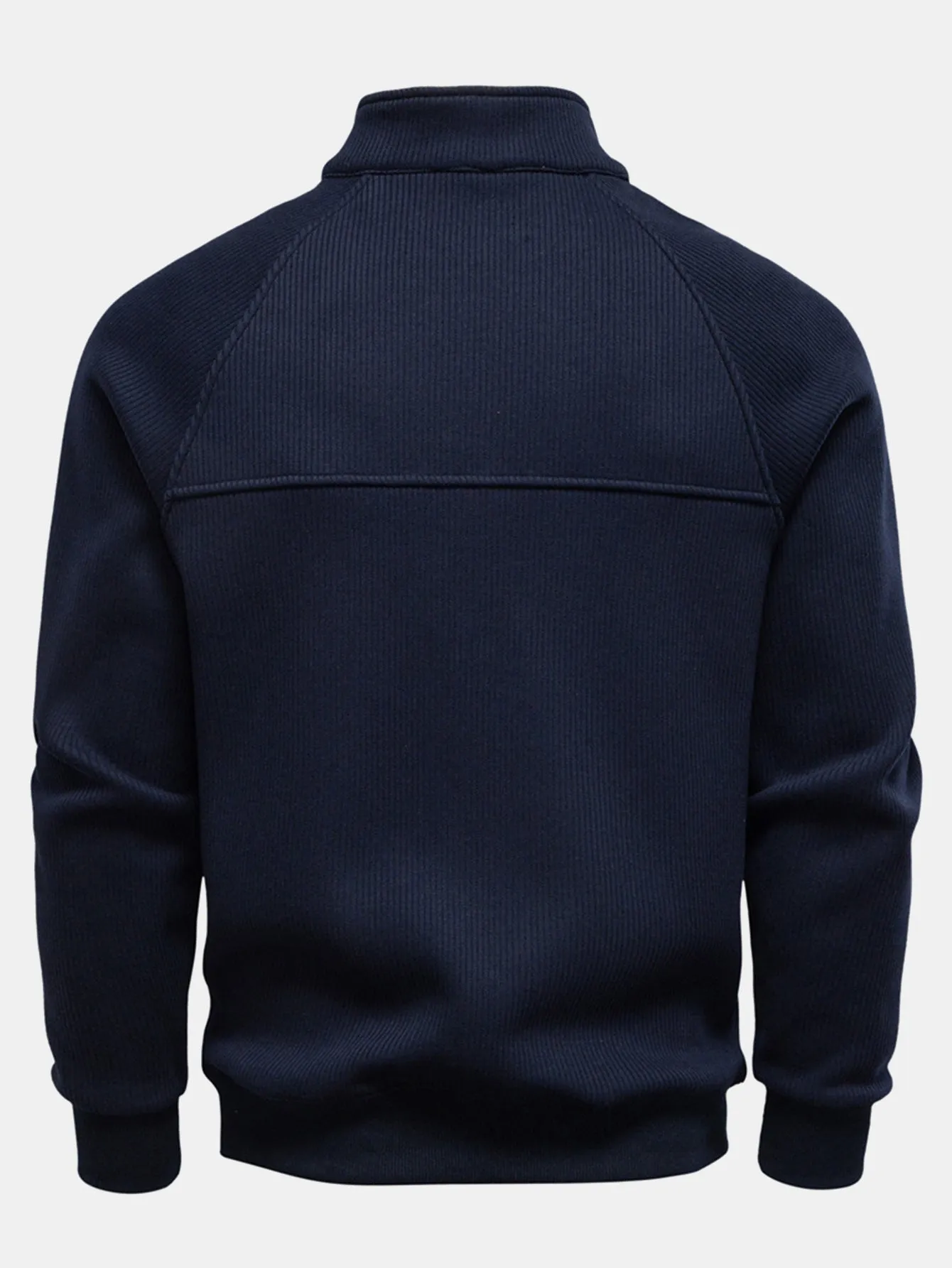 Ribbed Raglan Sleeve Quarter Zip Sweatshirt sold by Hoooyi product image thumbnail 4