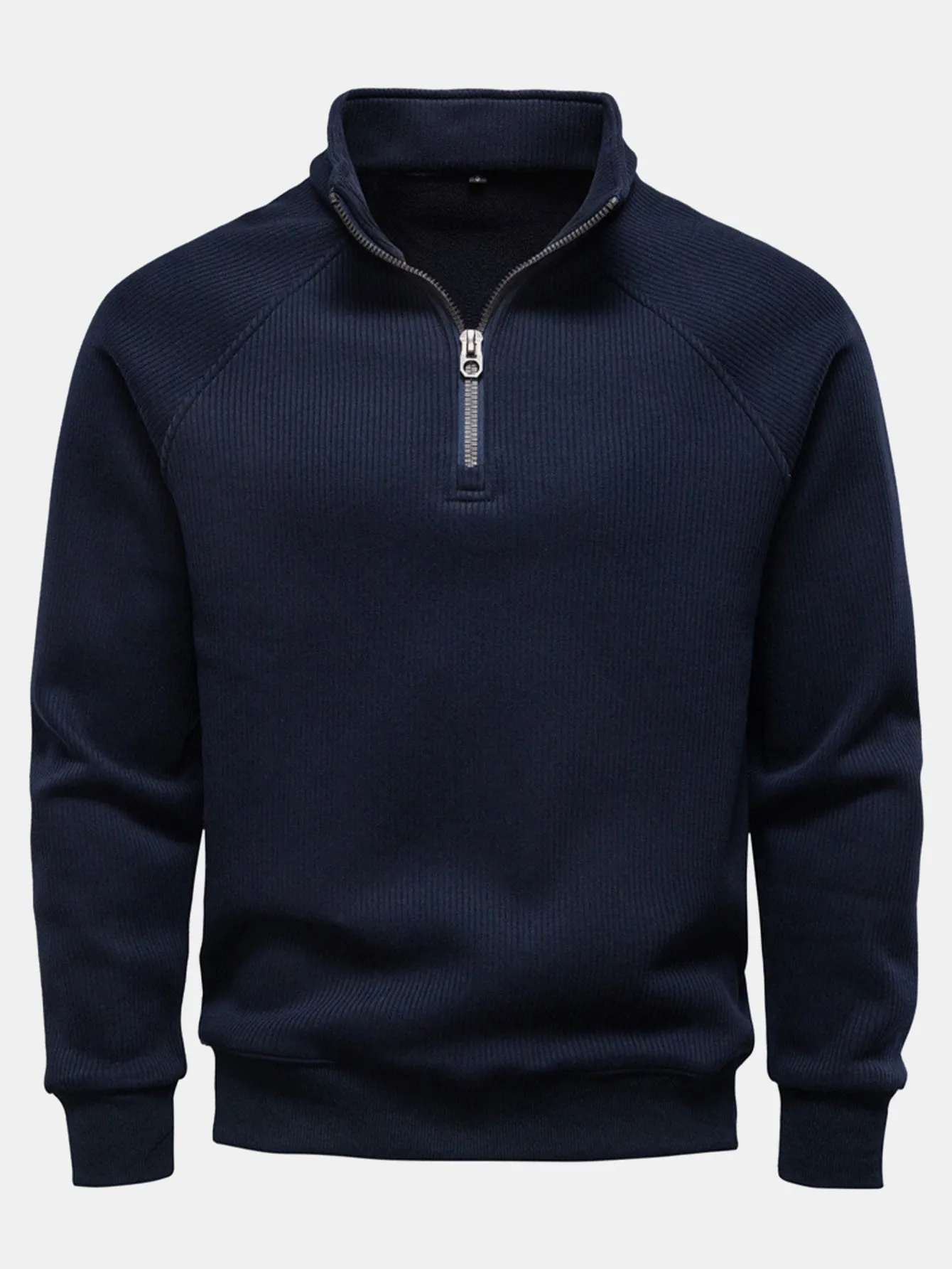 Ribbed Raglan Sleeve Quarter Zip Sweatshirt sold by Hoooyi product image thumbnail 3