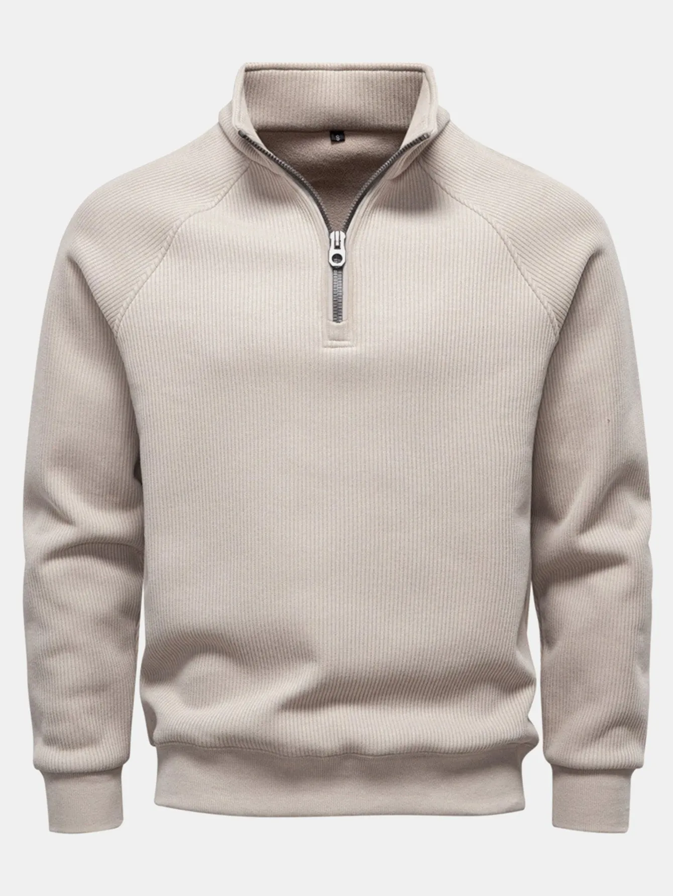 Ribbed Raglan Sleeve Quarter Zip Sweatshirt sold by Hoooyi product image thumbnail 5
