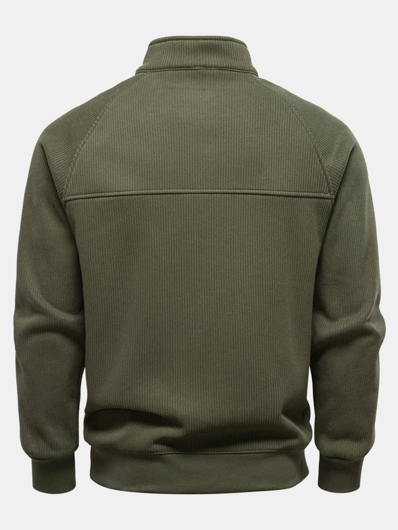 Ribbed Raglan Sleeve Quarter Zip Sweatshirt sold by Hoooyi product image thumbnail 2