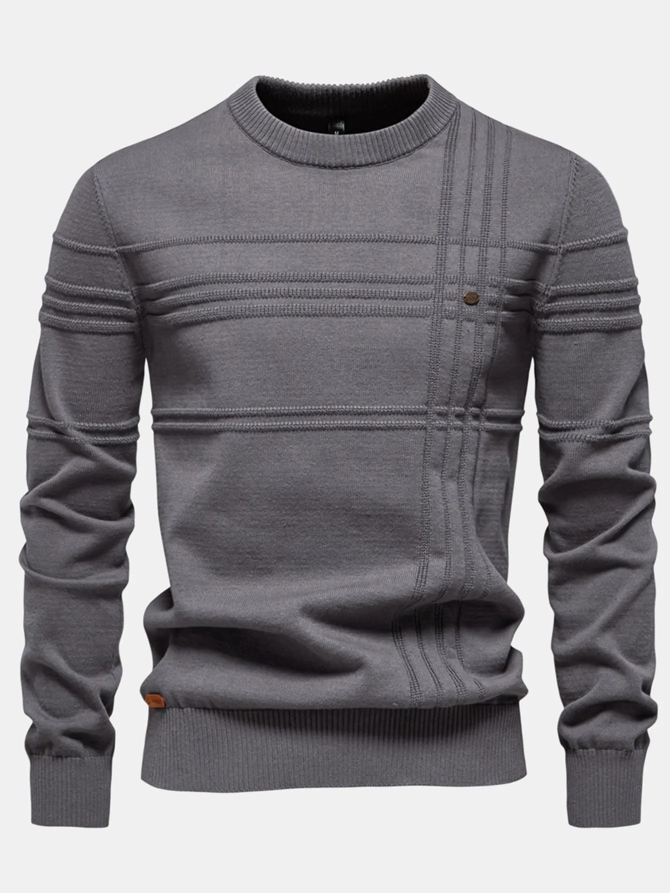 Striped Jacquard Crewneck Sweater sold by Hoooyi product image thumbnail 5