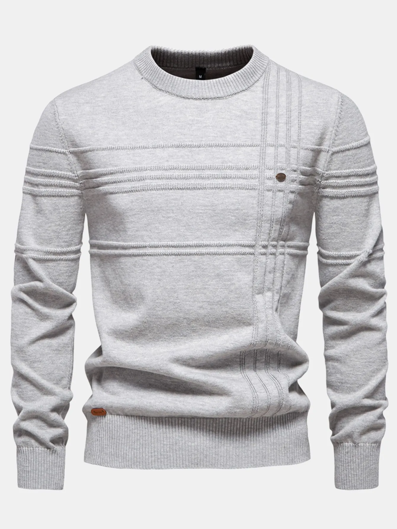Striped Jacquard Crewneck Sweater sold by Hoooyi product image thumbnail 3