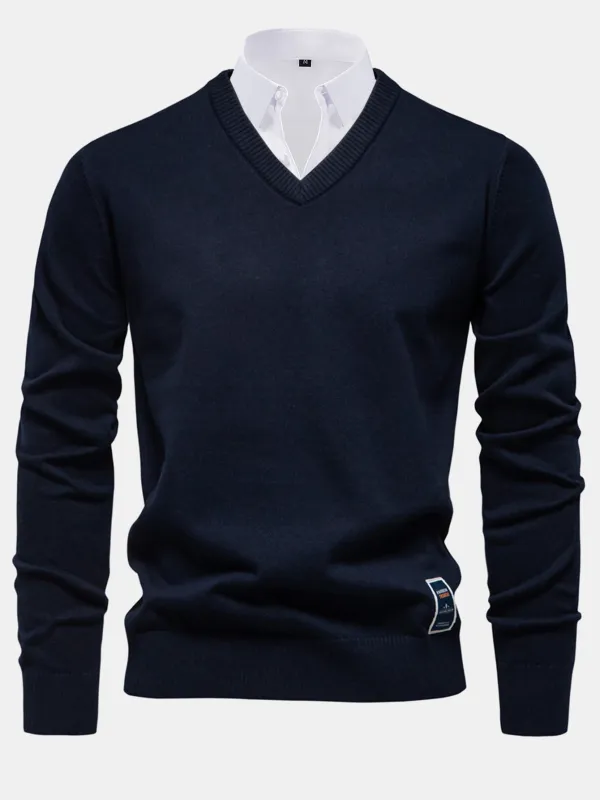Long Sleeve V-Neck Sweater sold by Hoooyi