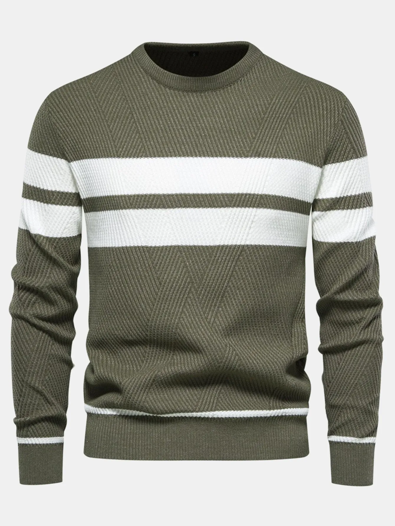 Stripe Crew Neck Sweater sold by Hoooyi