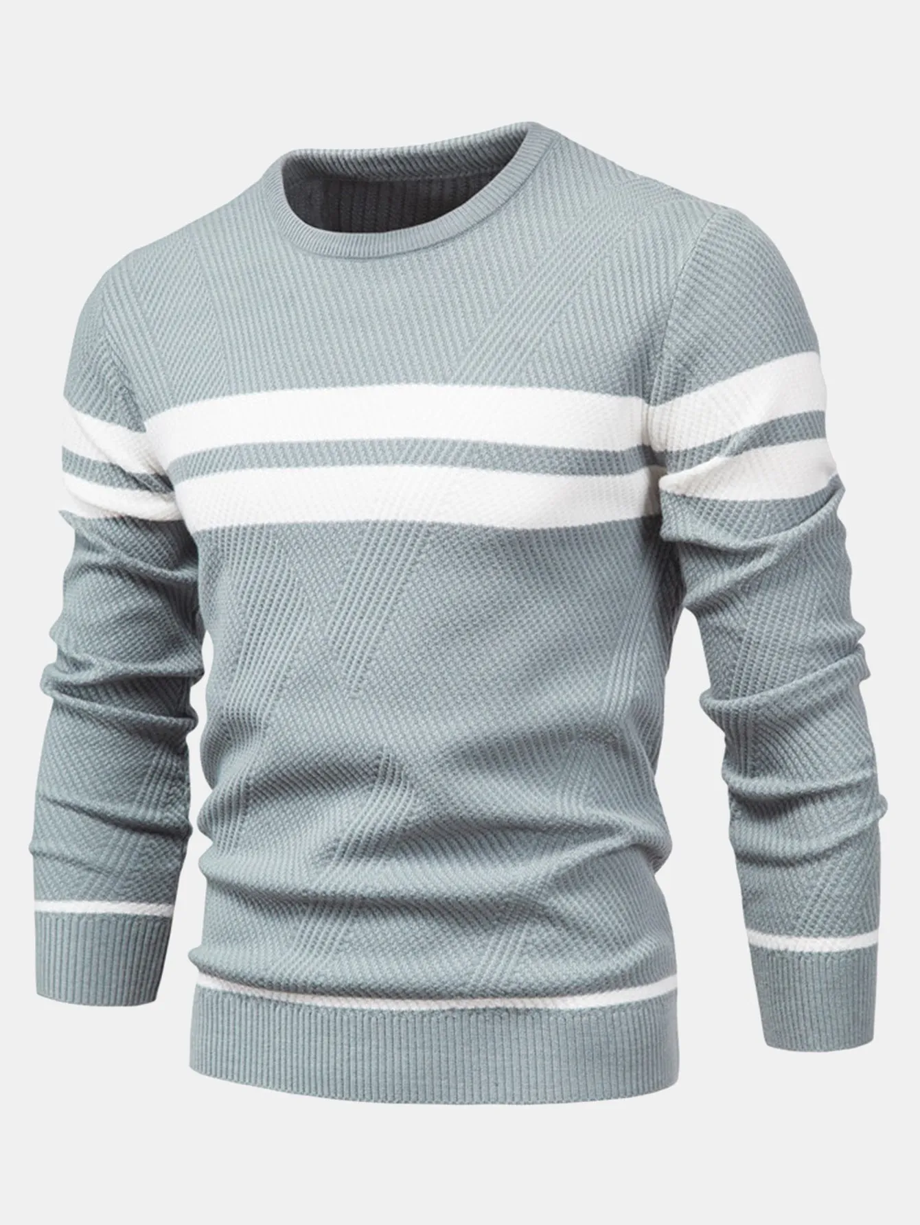 Stripe Crew Neck Sweater sold by Hoooyi product image thumbnail 3