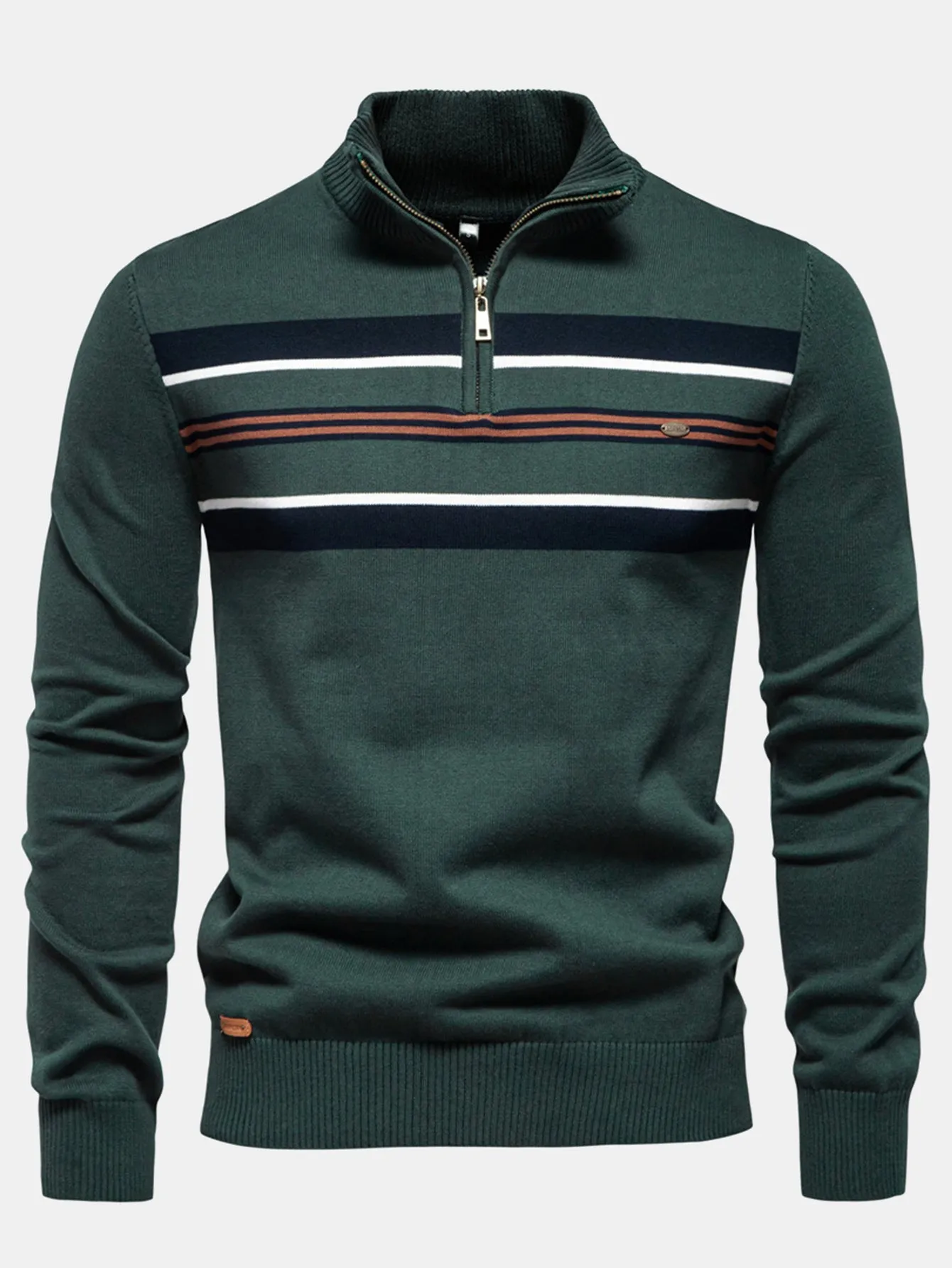 Stripe Quarter-Zip Sweater sold by Hoooyi