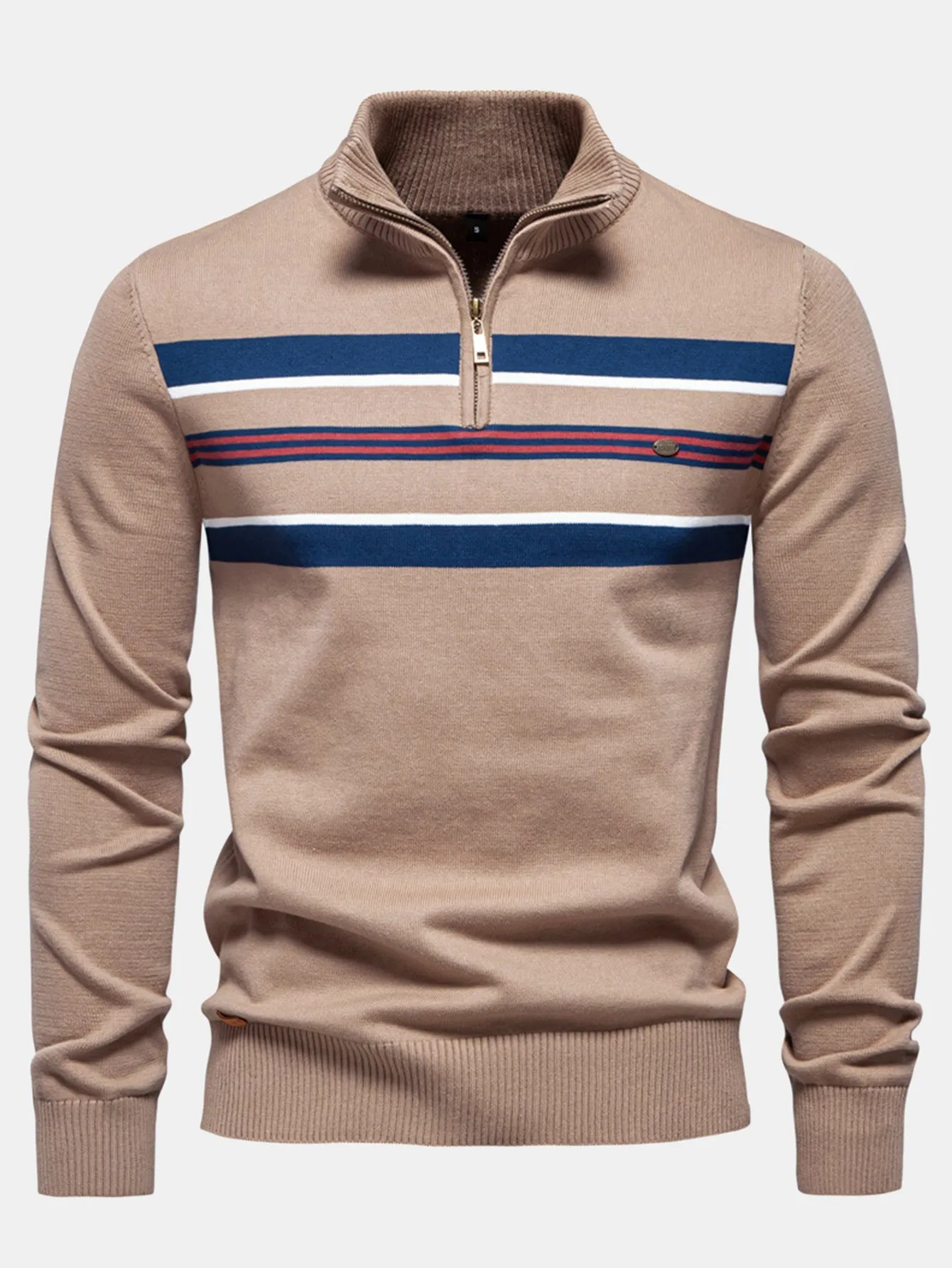 Stripe Quarter-Zip Sweater sold by Hoooyi product image thumbnail 5