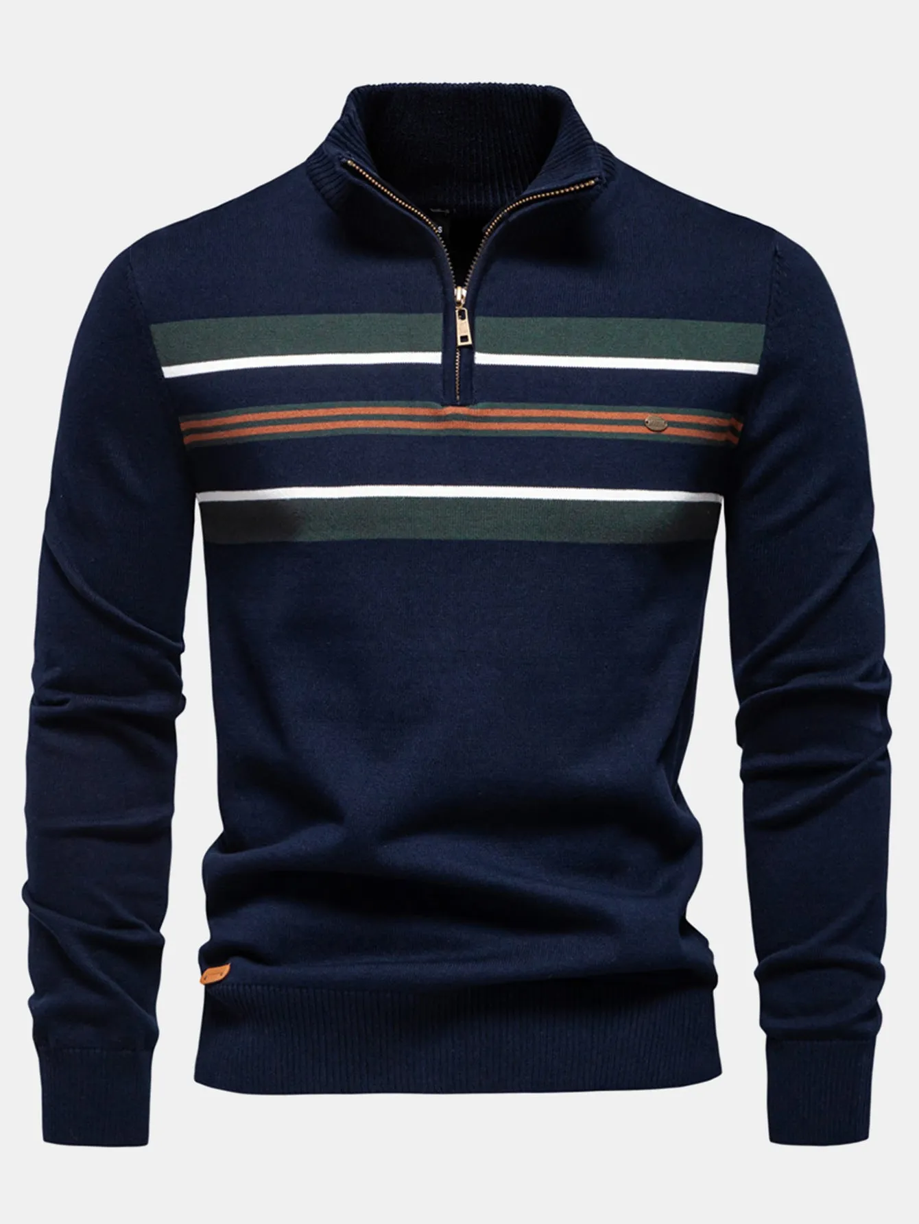 Stripe Quarter-Zip Sweater sold by Hoooyi product image thumbnail 3