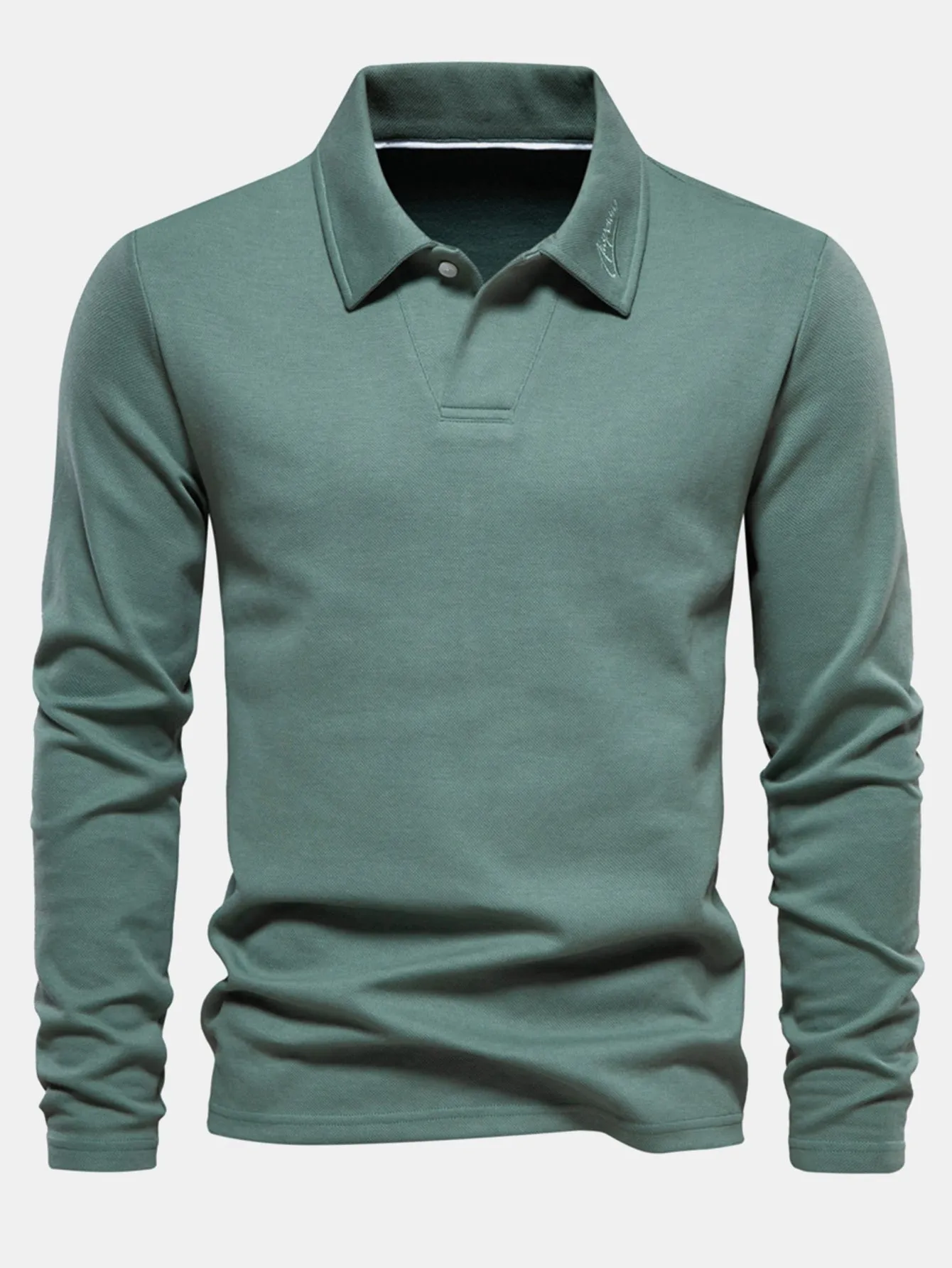 Long Sleeved V-Neck Polo Shirt sold by Hoooyi product image thumbnail 4