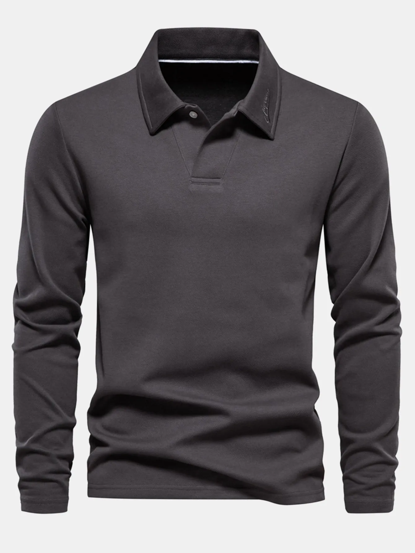 Long Sleeved V-Neck Polo Shirt sold by Hoooyi product image thumbnail 3