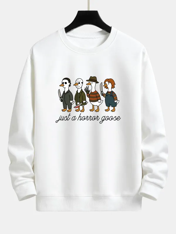 Halloween Horror Goose Print Relax Fit Sweatshirt sold by Hoooyi