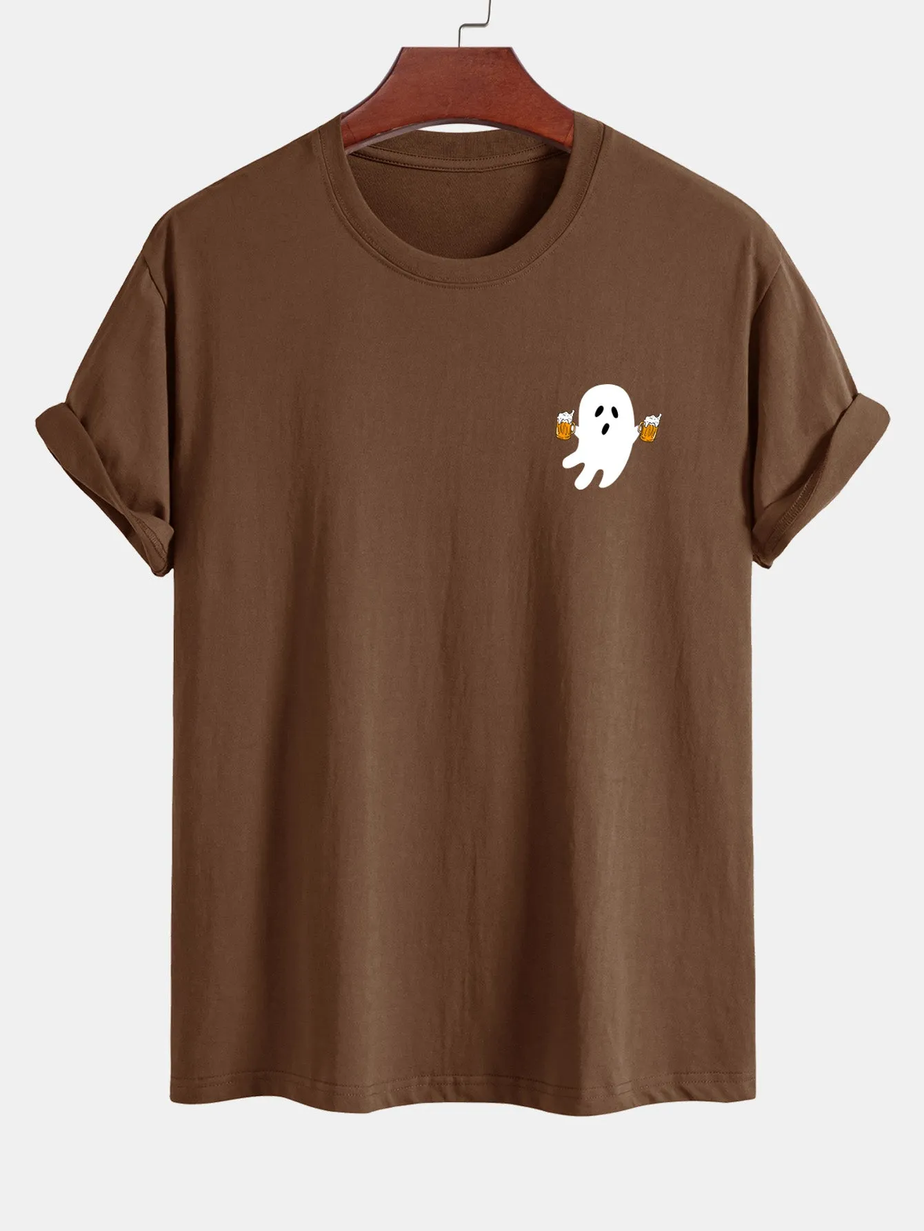 Regular Fit Beer Ghost Print Cotton T-Shirt sold by Hoooyi product image thumbnail 2