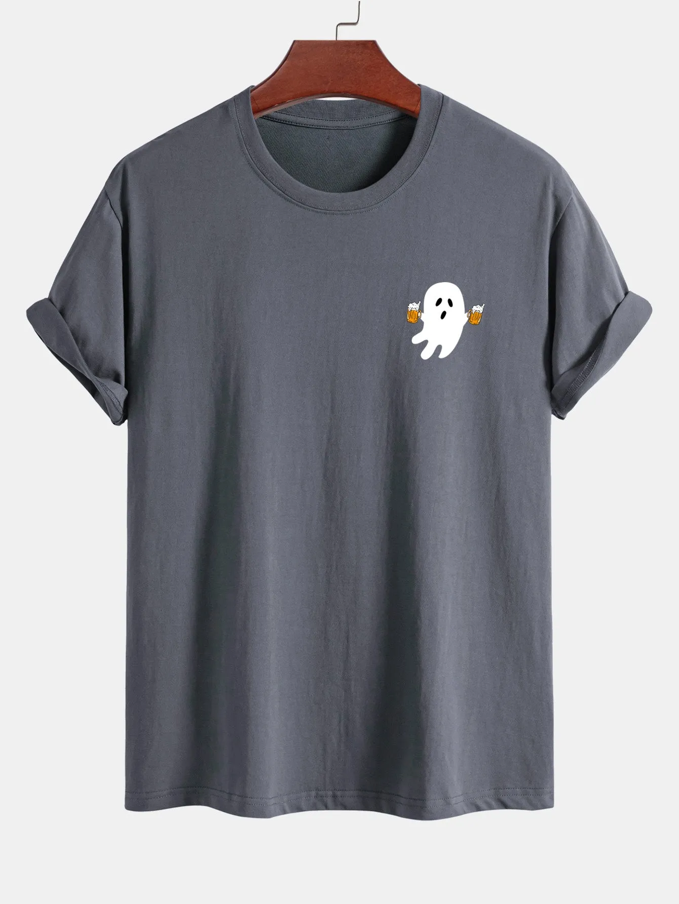 Regular Fit Beer Ghost Print Cotton T-Shirt sold by Hoooyi product image thumbnail 5