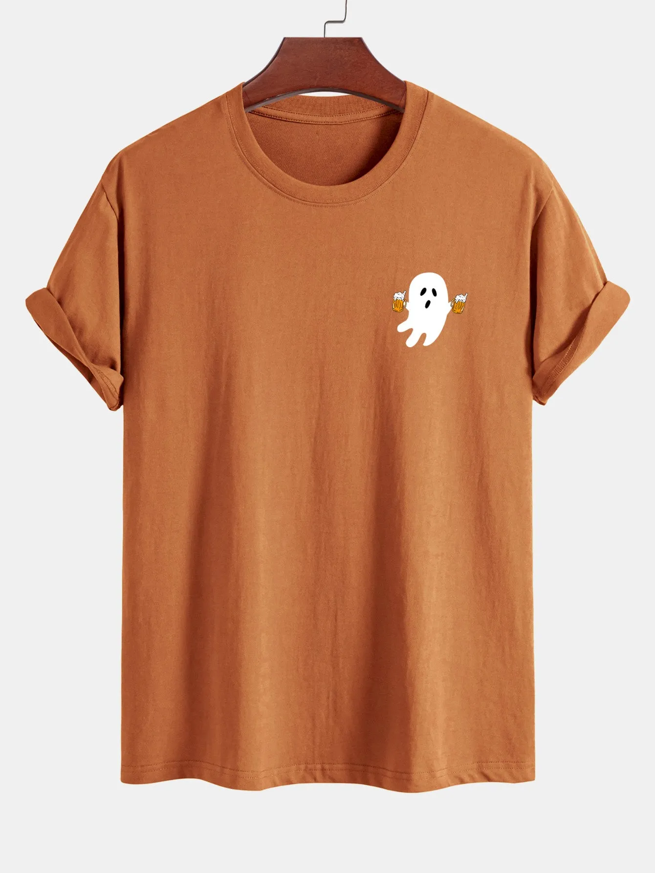 Regular Fit Beer Ghost Print Cotton T-Shirt sold by Hoooyi product image thumbnail 4